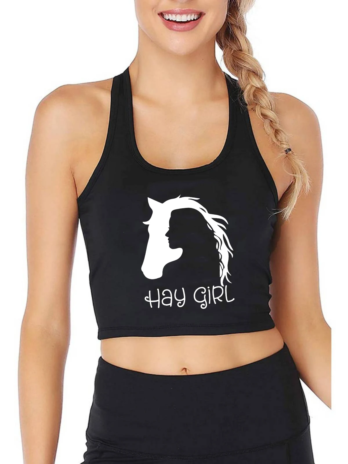 Horse Girl Graphic Design Sexy Slim Fit Crop Top Horse Lover Equestrian Training Tank Tops Outdoor Sports Camisole