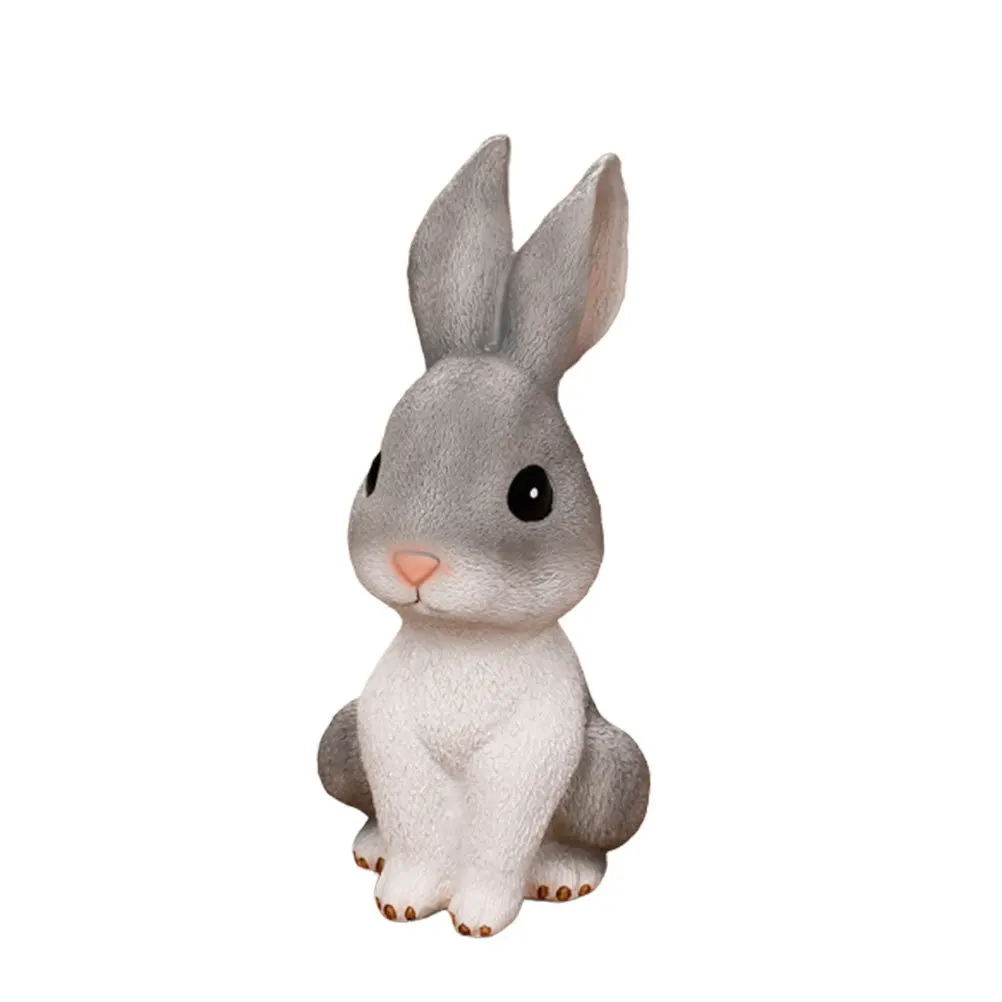 1Pcs Resin Rabbit Adornment Bunny Decoration Creative Animal Shape Desktop Decor for Children Adults Home Office Desk Accessory