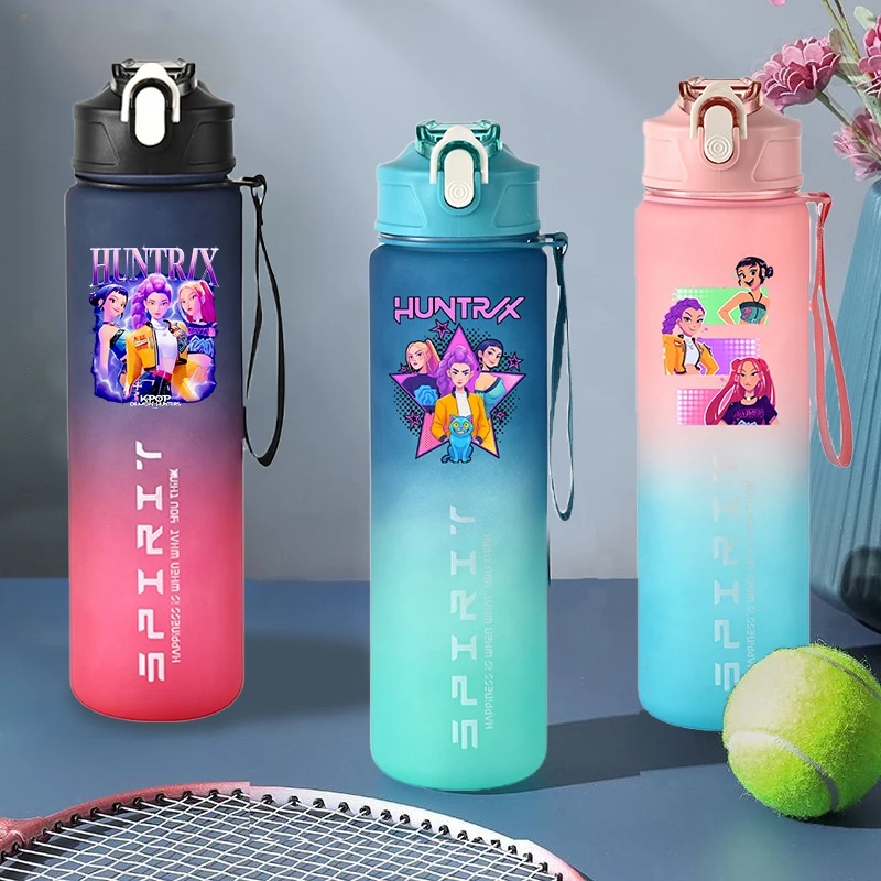 

KPop Demon Hunterss Water Cups Girl Kawaii Anime Water Bottle Student Leak Proof Sports Flask Office Large Capacity Drinking Cup