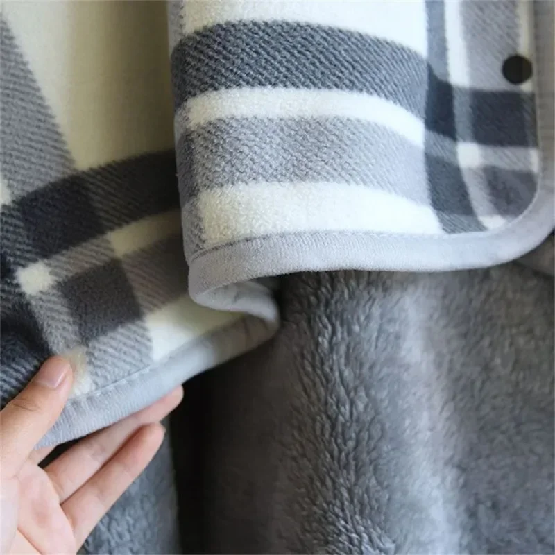 Thicken Winter Wearable Blanket Warm Adults Plaid Blanket Fluffy Soft Sofa Beds Throw Blankets Office Nap Shawl Fleece Blankets