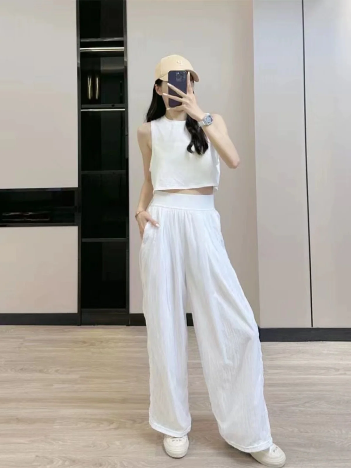 

Женские легкие спортивные брюки-сетка с двойным слоем, свободного кроя, для йоги, прямые, широкие, повседневные