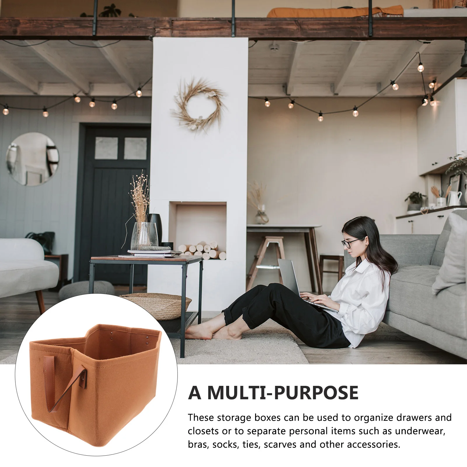 

1Pcs Portable Storage Basket Felt Sundries Organizer Desktop Nonwoven Household Container Brown Suitable for Kitchen Bathroom