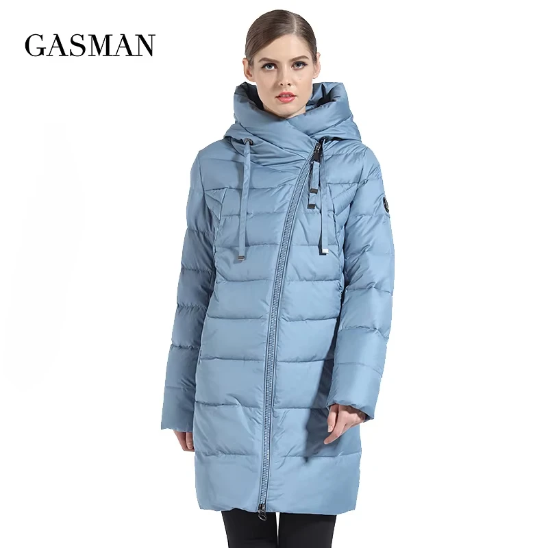 GASMAN-Chaqueta larga con capucha para mujer, abrigo grueso de plumón, Parka cálida, ropa de invierno, 2022