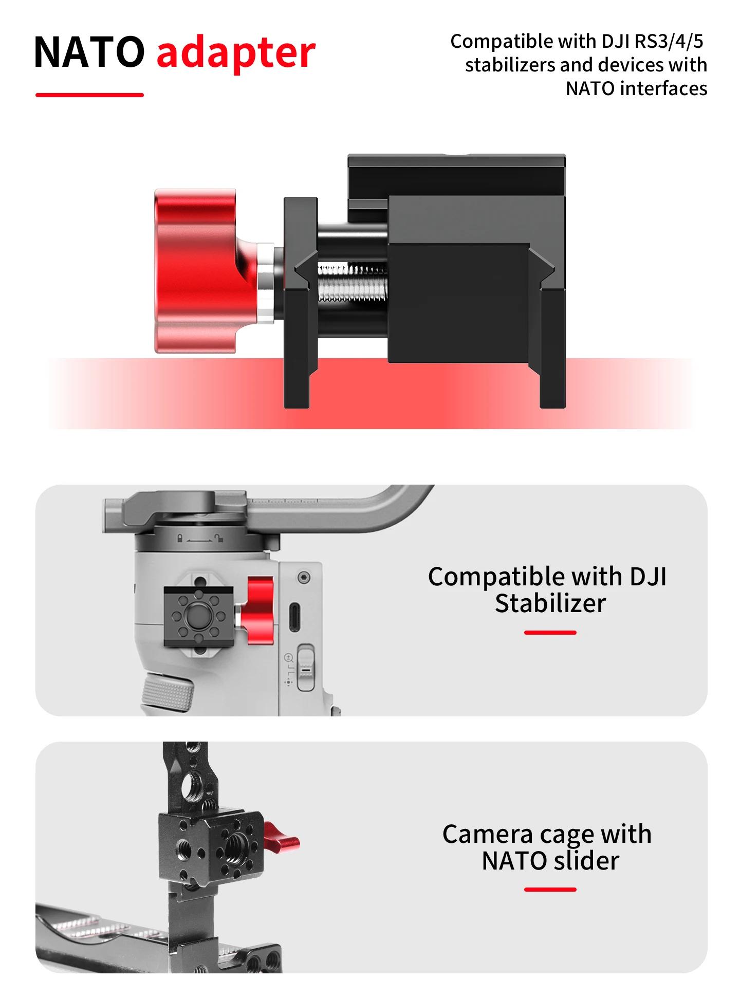 Bgning NATO-Klemme 1/4 3/8 ARRI-Positionierungshalterung für DJI Stabilisator Kamerakäfig Schnellverschluss Mikrofon Monitor Magic Arm Adapter – Detail 5