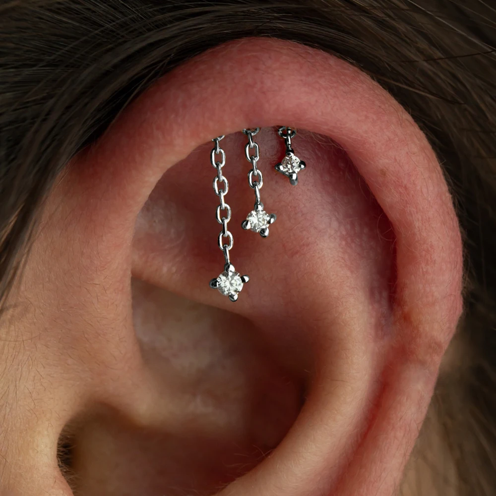 CANNER 925 Sterling Silver Star Moon Charm Tassel Piercing Earring Women's Water Droplet Shell Fashion Dainty Valentine Day Gift