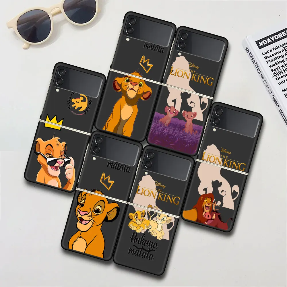 King Lion Case for Samsung Galaxy Z Flip4 Flip3 Hard PC Phone Cover Flip 4 3 5G Black Folding Funda Capa Zflip4 Zflip3 Shell