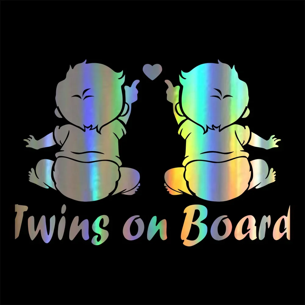 Car Sticker Twins on Board Super Lovable Waterproofing Vinyl Sticker Auto MotorcycleWindow Decal 19CM*13CM