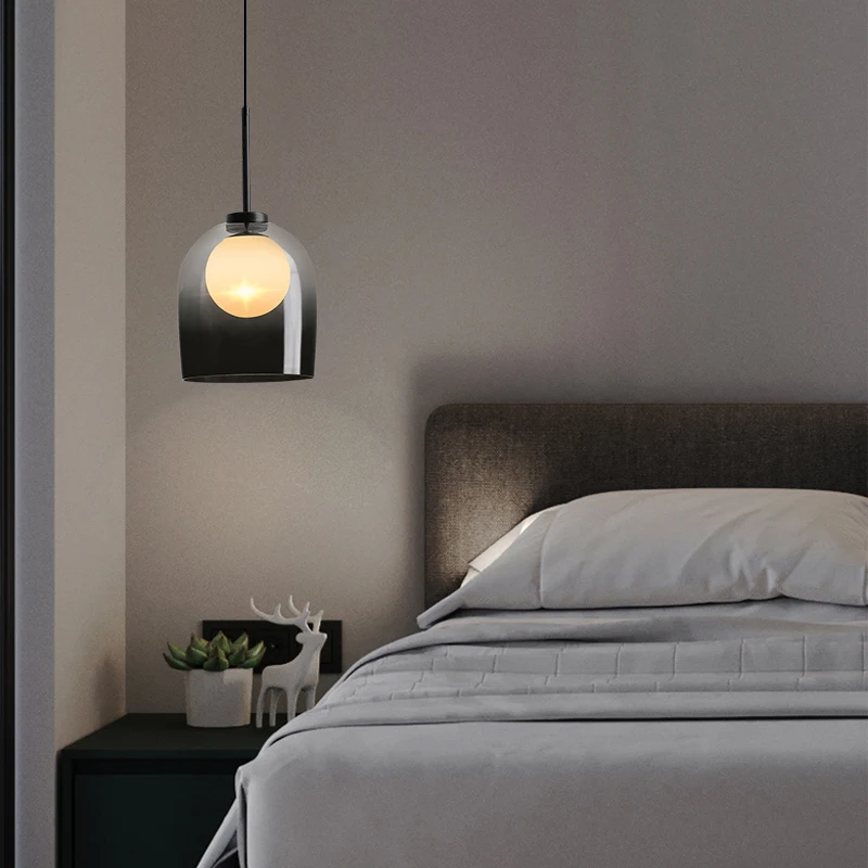 

Nordic restaurant pendant light designer style simple art gradient creative bar counter Japanese retro bedroom bedside lamp