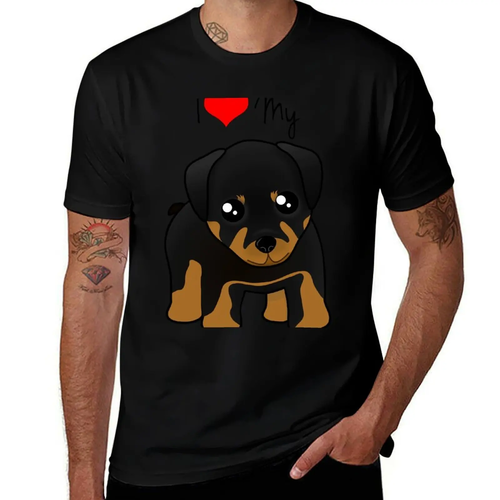 Cute Little Rottweiler Puppy Dog T-Shirt Comfortable Work Wear Tee