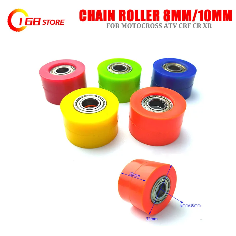 8mm 10mm Drive Chain Roller Pulley Wheel Slider Tensioner  Guide For Street Bike Enduro Motorcycle Motocross ATV CRF CR XR