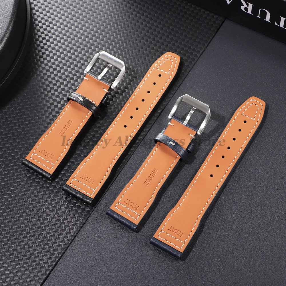 20 مللي متر 21 مللي متر حزام ساعة جلد طبيعي ل IWC الطيار Portugieser Portofino حزام الساعات جلد البقر سوار الرجال النساء ساعة اكسسوارات