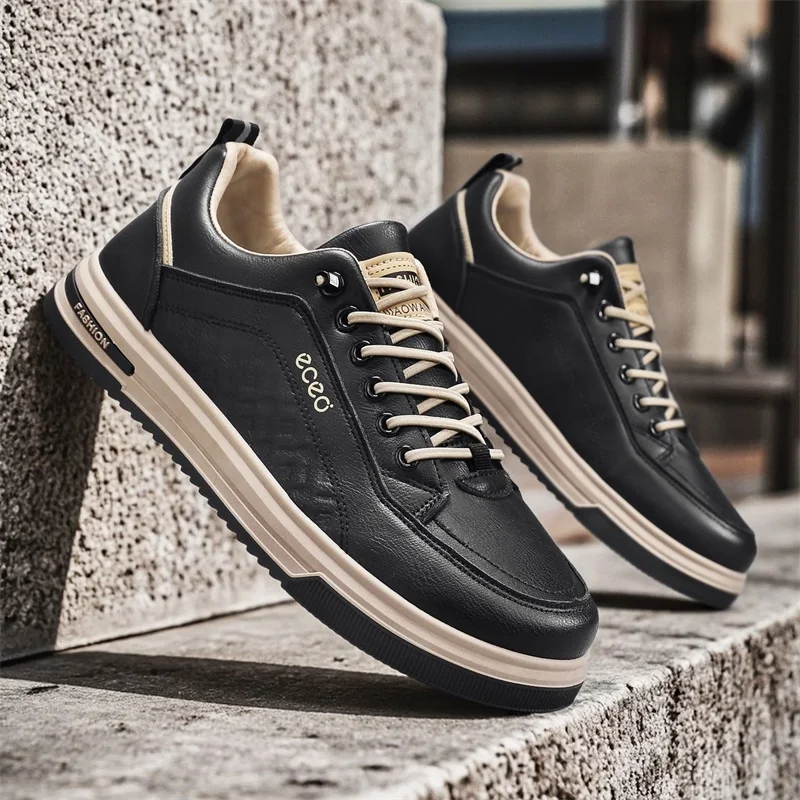 جديد الرجال أزياء عارضة أحذية من الجلد عدم الانزلاق مقاومة للاهتراء أحذية رياضية مريحة شقة الانزلاق على حذاء كاجوال أحذية الرجال #6