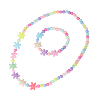 Colorful Flower Girls Jewelry Set Toddler Choker Necklace Bracelet Accessory Little Girls Gift Kids Flower Girl Outfit Completer