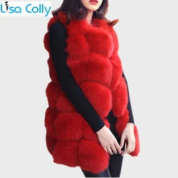 Lisa Colly donne di alta qualità gilet di pelliccia sintetica cappotto di pelliccia di volpe sintetica di lusso giacche capispalla gilet di pelliccia calda invernale