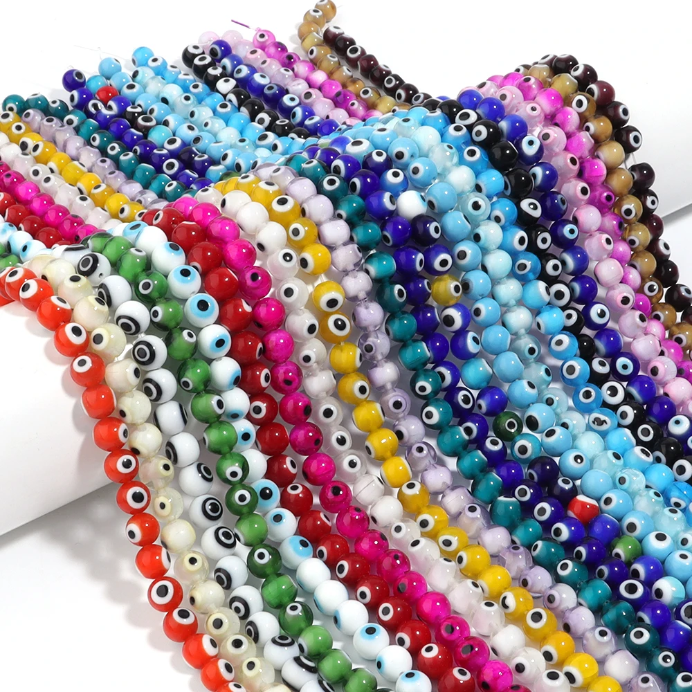 

1String 4/6/8/10mm Round Beads Multicolor Eye Loose Spacer Thousand Flower Glass Beads For DIY Charm Bracelet Accessories