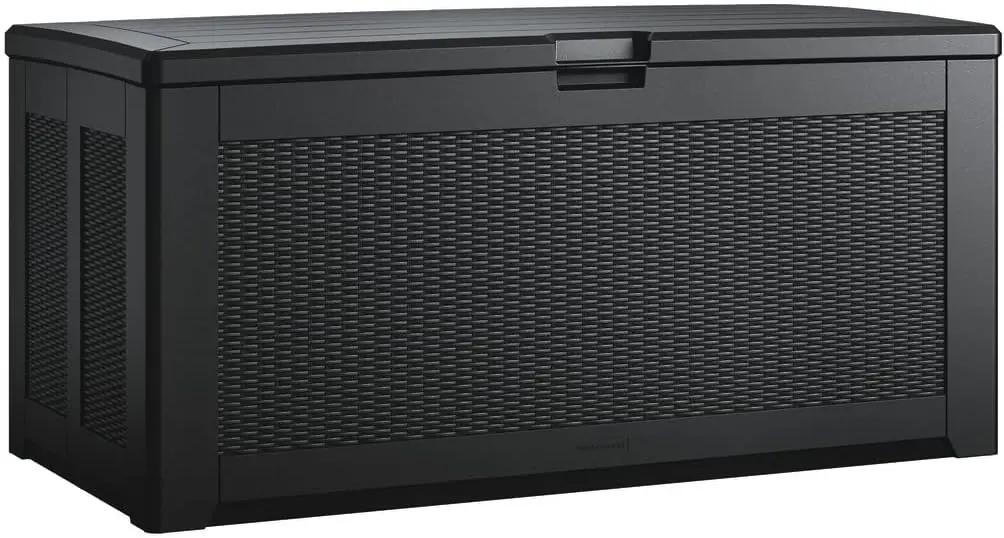 

Rubbermaid X-Large Resin Outdoor Storage Deck Box, 134 Gal., Charcoal, with Decorative Basketweave Pattern for Home/Garden