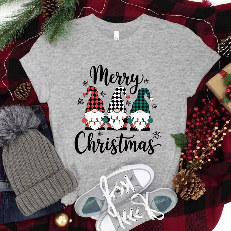 Hot Christmas Gnome Merry Christmas Printing T Shirt /Women Tops Tees Fashion Harajuku Kawaii T-shirt Women's Y2K Clothing