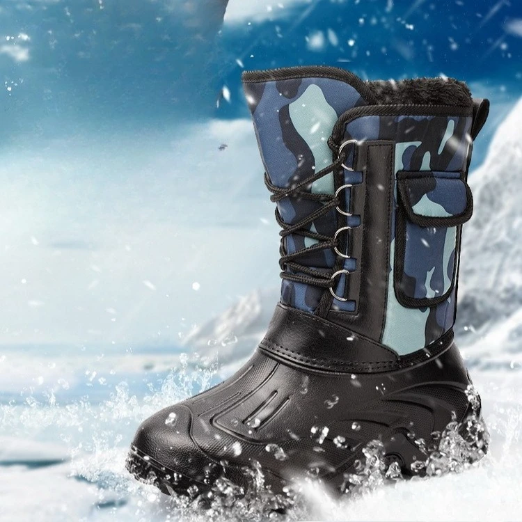 

Мужские ботинки, уличные непромокаемые рыболовные ботинки, утепленные бархатные зимние ботинки, хлопковая обувь с высоким берцем, зимние плюшевые теплые хлопковые резиновые сапоги