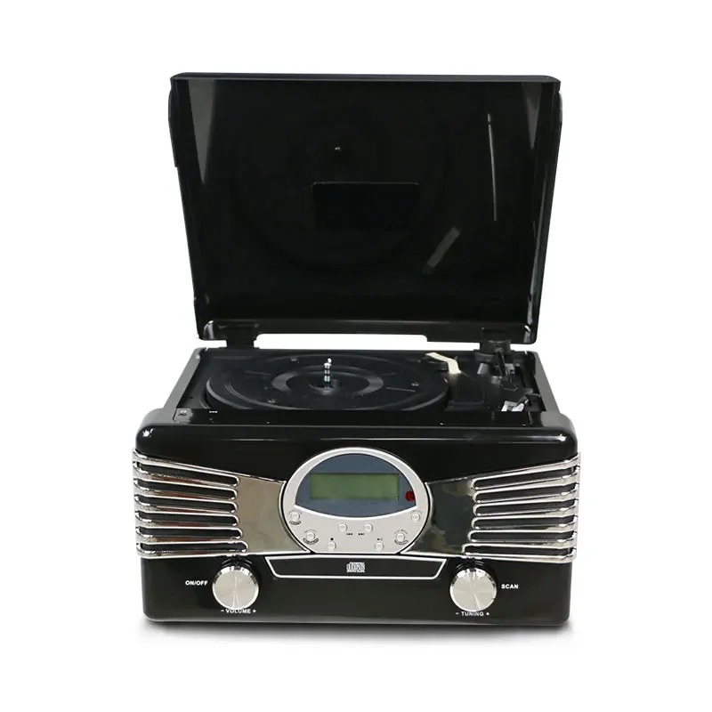 Latest 2024 model USB Music Combo AM / FM Analog Tuning vinyl turntable  BT and Built-in Stereo Speakers vintage record player