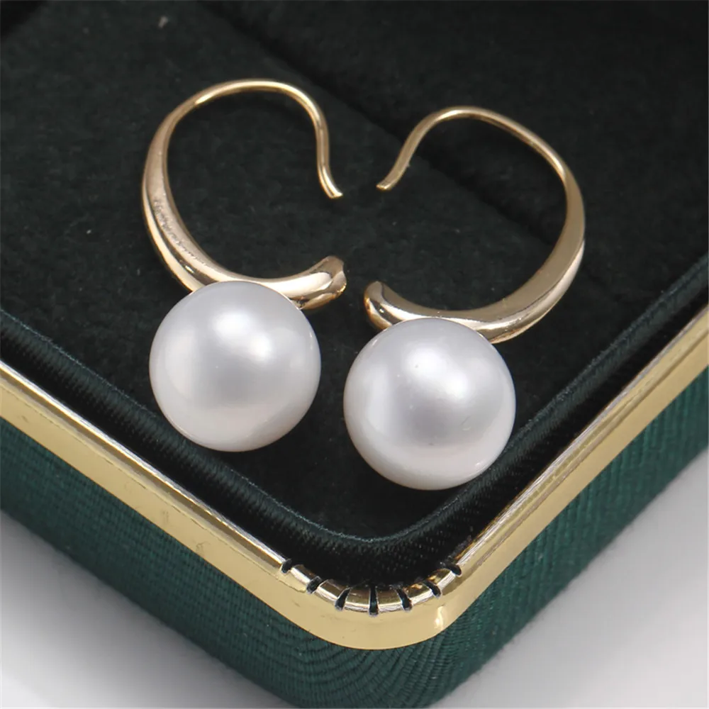 

14K Gold Plating Earrings with True on the Empty Holder C-Ring Pearl Earrings Temperament DIY Accessories