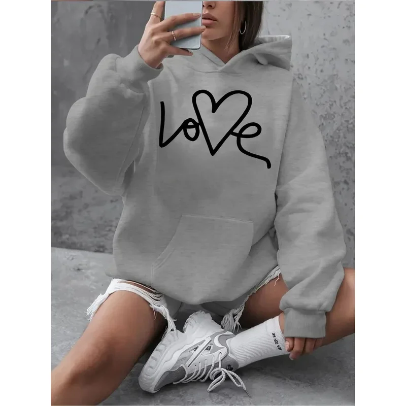 

Женская толстовка-худи на осень-зиму 2025 с принтом «Сердце», повседневная, модная, в стиле ретро, с индивидуальным дизайном