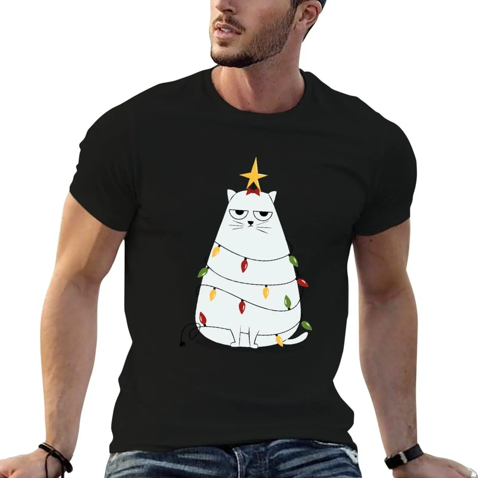 

Grumpy Christmas Cat T-Shirt cotton t shirt pack t shirts for man slim fit T-Shirt