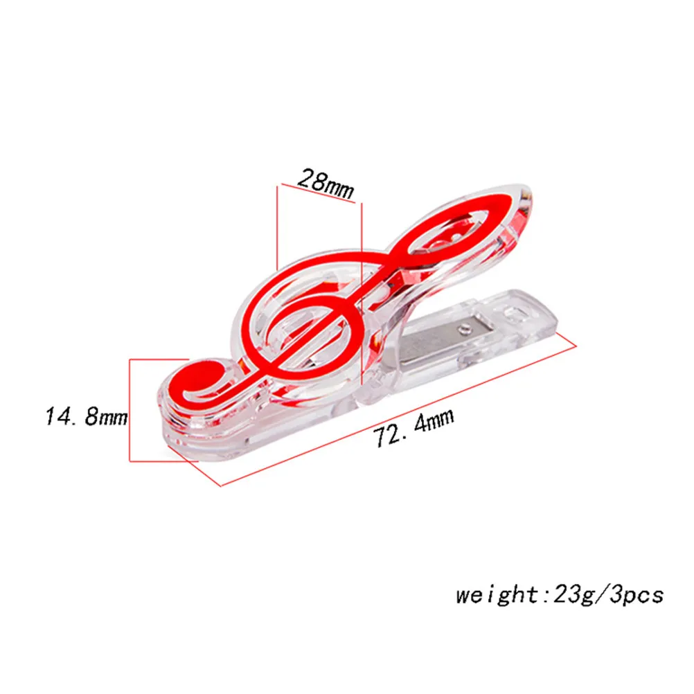 3Pcs Plastic Music Note Paper Clips Multifunctional Photo Clips for Craft Decoration Birthday Party Home Office School Project