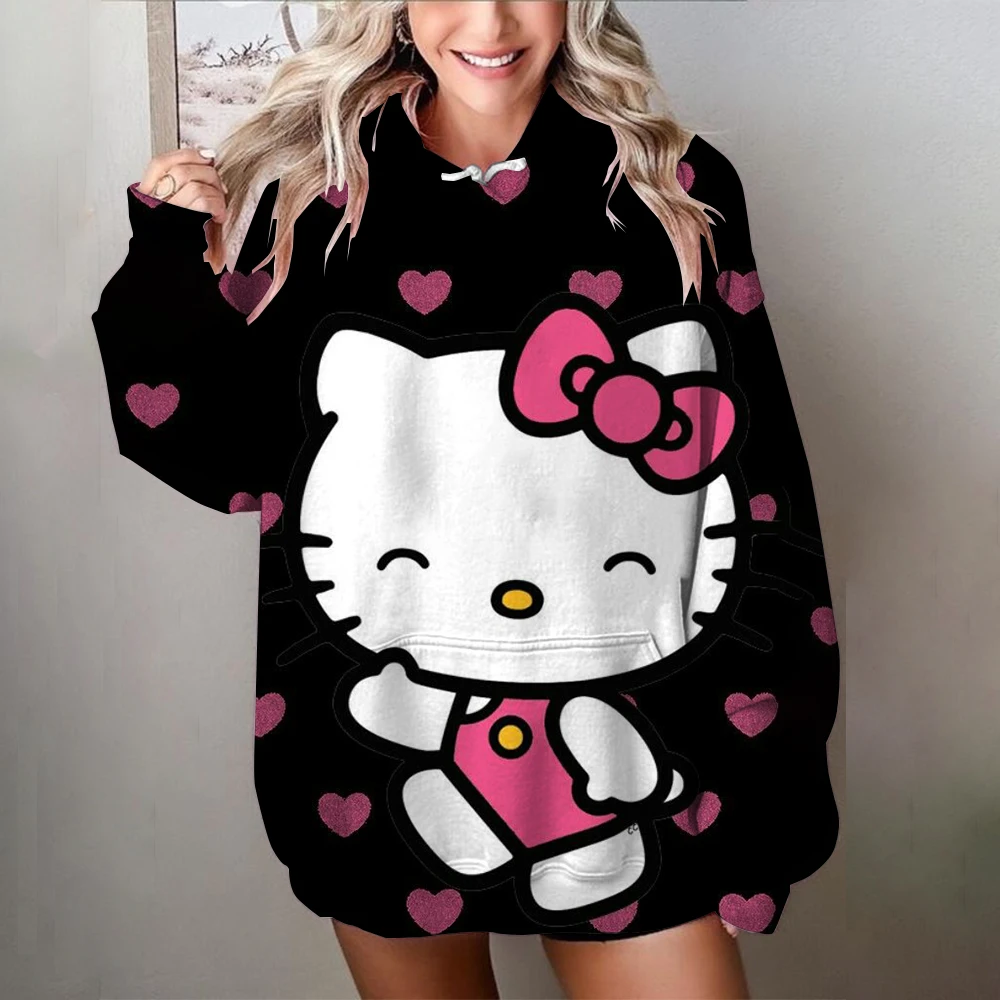 Vintage HELLO KITTY Print Crewneck Pullovers Harajuku Hoodie Women Fall Sweatshirt kawaii HELLO KITTY Sweatshirts