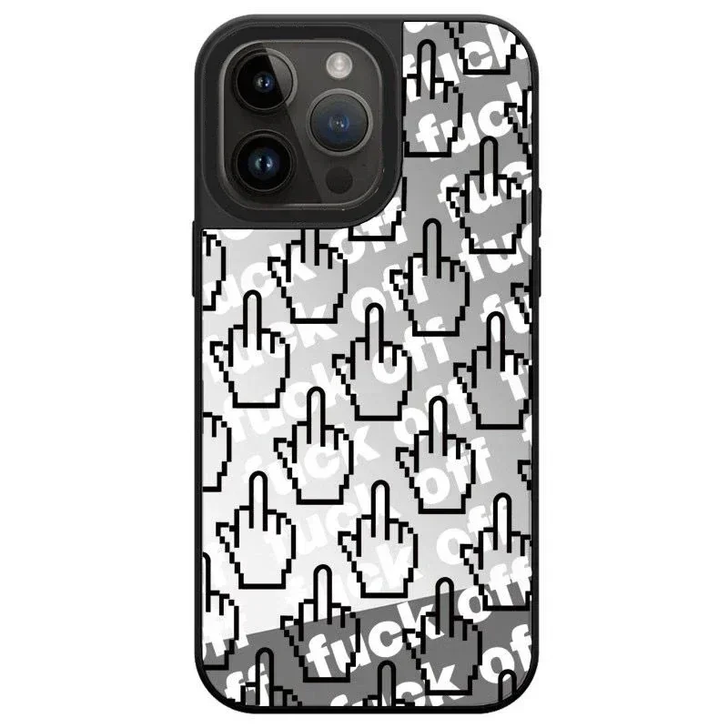 

Mirror Surface Middle Finger Spoof Phone Case Cover for iPhone 11 12 13 14 15 Pro Max Case for iPhone 15 Pro