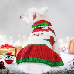 Christmas Dog Sweater Striped Dress Winter Knitted Pet Skirt Puppy Coat Dog Warm Clothes Labrador Costume for Small Large Dogs