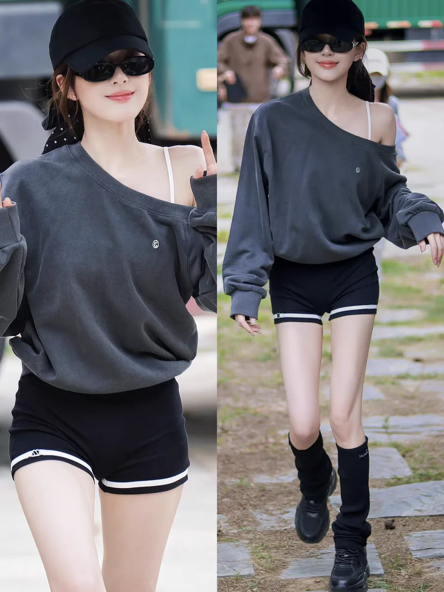 เสื้อฮู้ดดี้สไตล์เรโทรชิค ทรงหลวม แขนยาว ดีไซน์เก๋ไก๋ ลายตัวอักษร สไตล์ลำลอง สตรีทแวร์