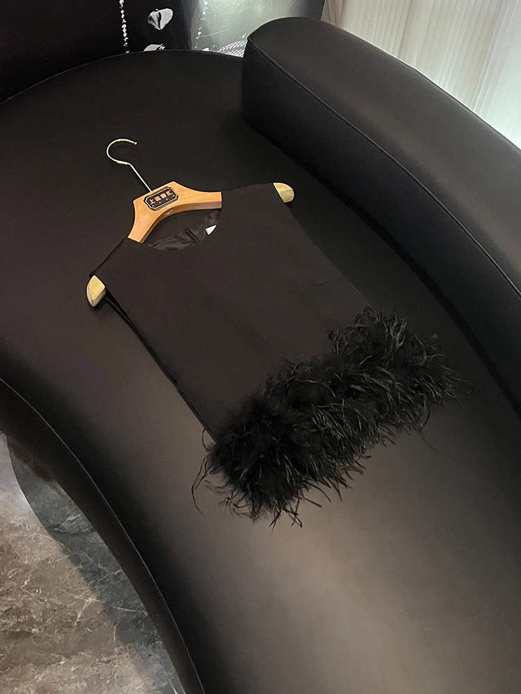 

Облегающий круглый жилет Ne Svel с застежкой-молнией и ба-панелью из страусиных перьев в стиле пэчворк, однотонный женский жилет French Sle