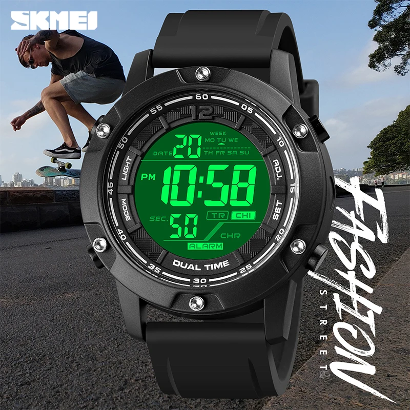 SKMEI Men Sport Watches For Men Fashion 100m Waterproof Digital Wrist Watches Casual Countdown Men's Clock Reloj Hombre