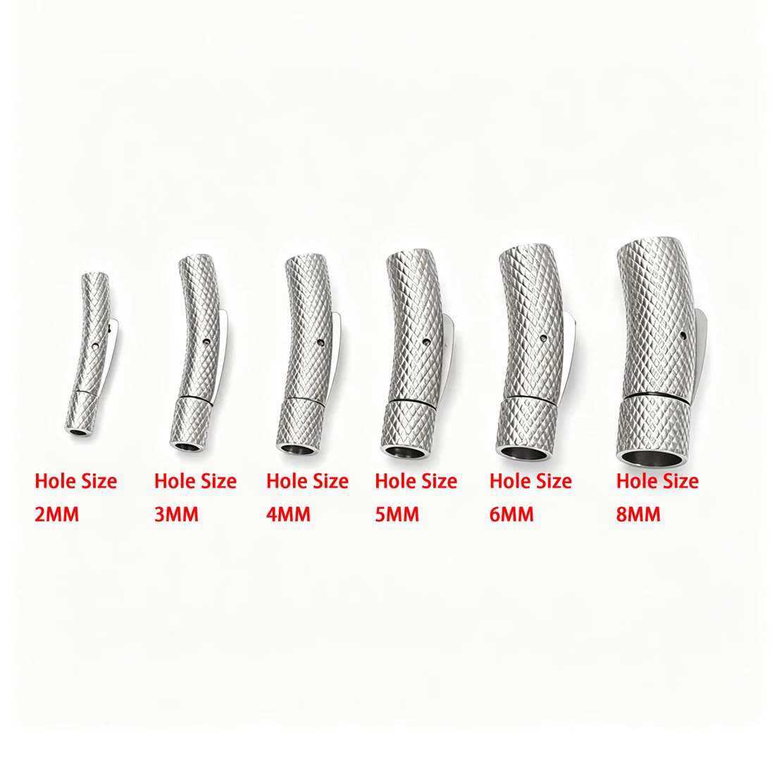 5/10Pcs Stainless Steel Diamond Texture Snap Clasp Knurled Barrel Lock End Cap Leather Cord Bracelet DIY Jewelry Making Findings