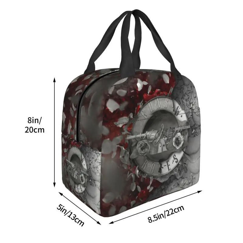 Fiambrera con aislamiento térmico Guns N Roses Hard Rock Band, fiambrera portátil con logotipo de bala para el trabajo, almacenamiento de viaje, caja de comida