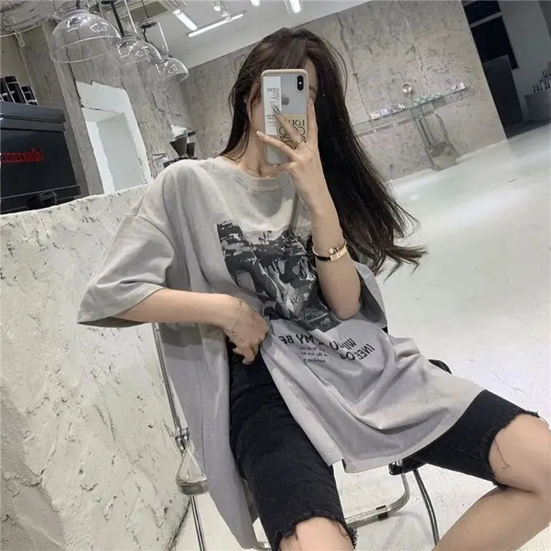 تي شيرت نسائي قصير الأكمام باللون البرتقالي فضفاض من القطن، ملابس علوية صيفية كاجوال قابلة للتنفس ورقيقة وناعمة ومريحة وبسيطة للاستخدام اليومي