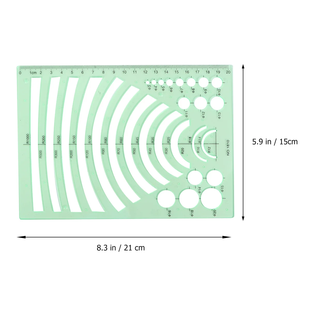 11 pcs Drawing Template Set Green Transparent Geometric Shapes For Drafting Design Architecture School Office Use Painting Aid
