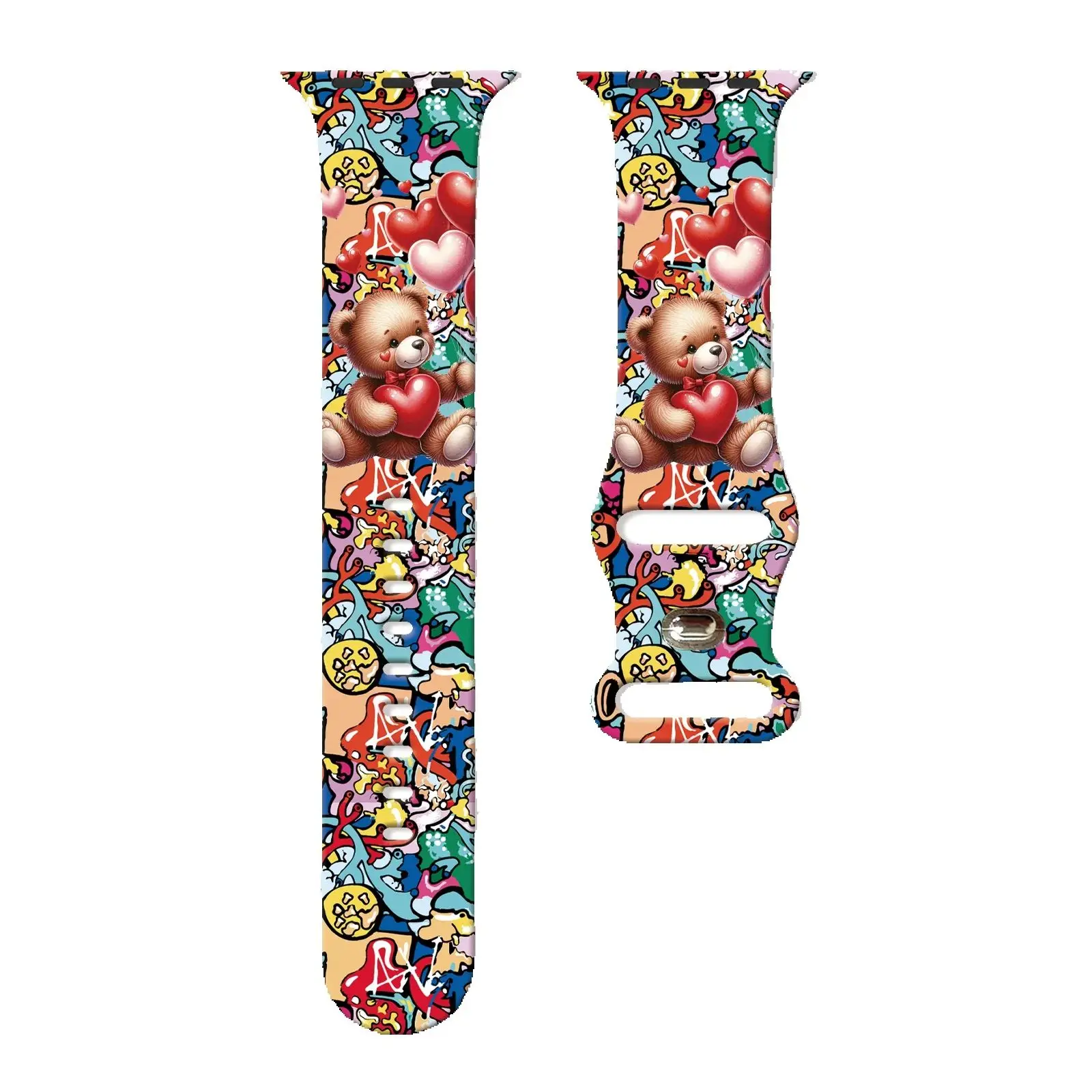 

Colorful bear Watch Strap for Apple Watch 10 9 8 7 Silicone Band Replaceable Bracelet for iWatch 38mm 40mm 41mm 42mm Watchband