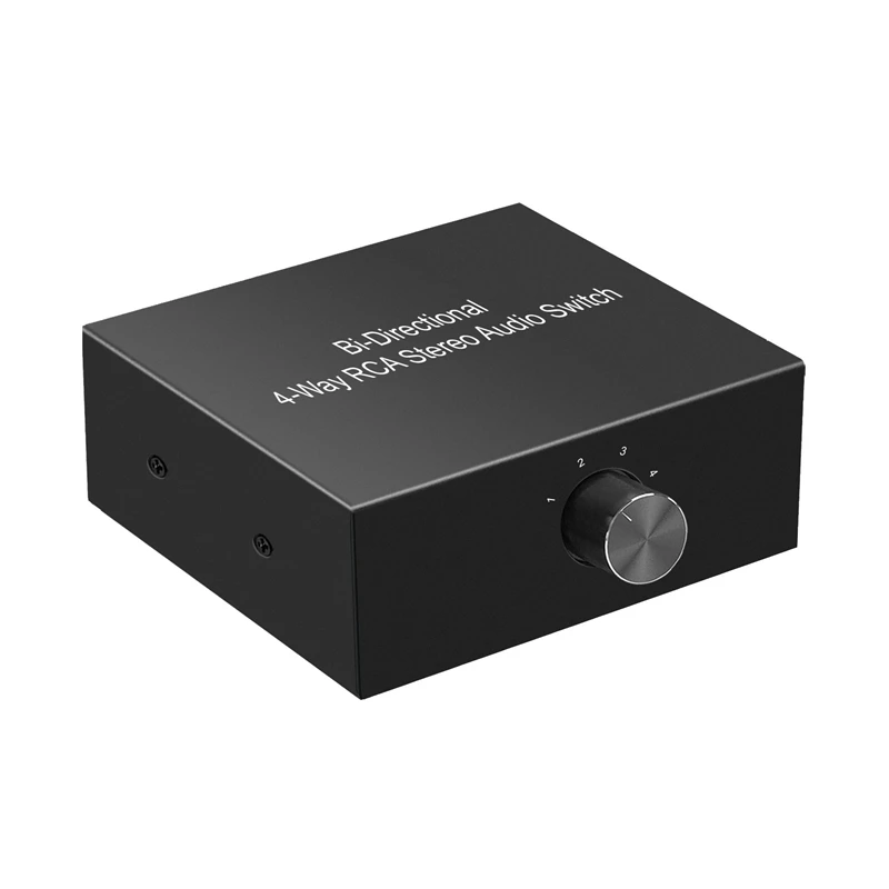 1 Piece 4 Ports Bi-Directional RCA Audio Switcher Box Audio Rotary Switch Black Metal For TV Game Console Headphone