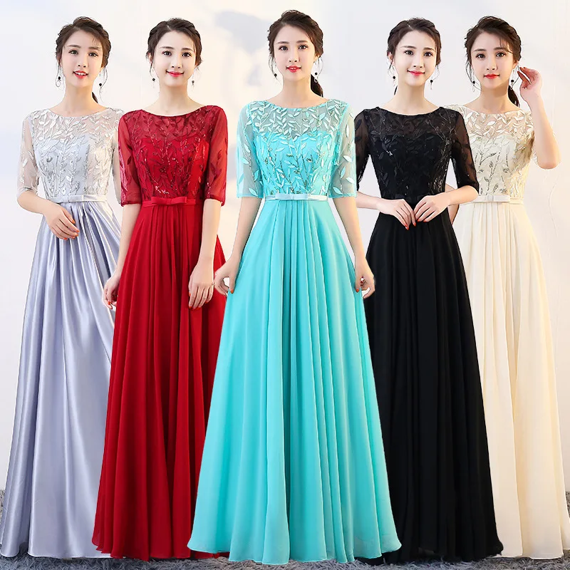 

2026 Women Long Dress Gown Dresses Evening Vestidos Y2k Streetwear Elegant Splice Party Night Work Round Neck Sequin Half Sleeve