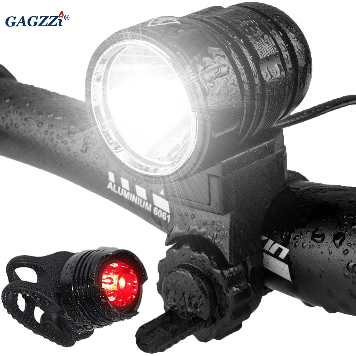 

Bike Light High Brightness 1200 Lumen Waterproof Cycle Flashlight USB Outdoor Bicycle Lamp Front and Rear Light Set