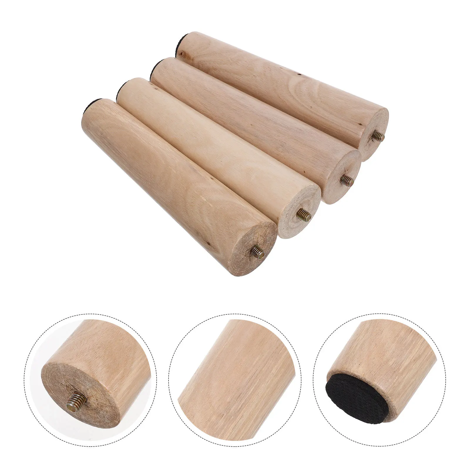 

4pcs Furniture Legs Square Wood Beige Replacement Sofa Couch Table Chair Sturdy Durable Easy Install Universal