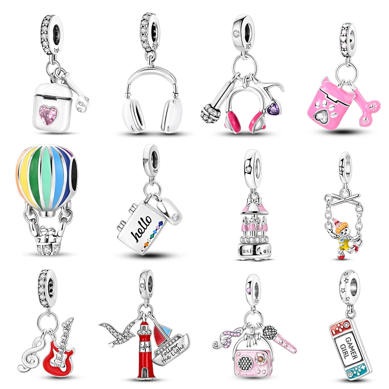 

925 Silver Entertainment Series Pendants And Beads Suitable For 3mm Original Bracelet Necklace Birthday Exquisite Jewelry Gift