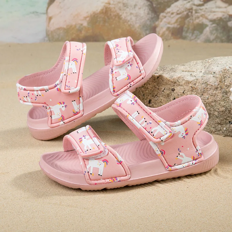 Children Sandals for Girls Summer EVA Soft Sole Boys Beach Shoe Anti Slip Outdoor Comfortable Kids Shoe Cute Cartoon Flat Sandal