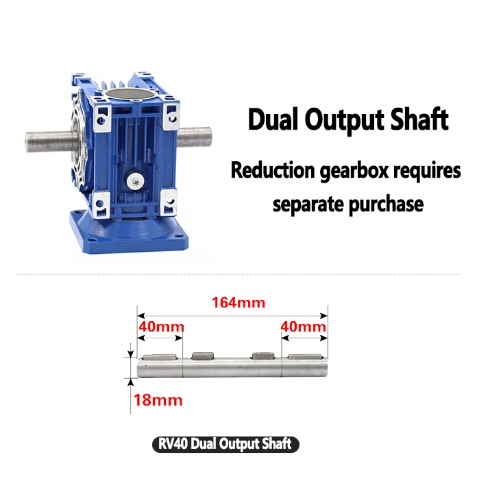 12V 24V 300W NMRV40 DC Worm Gear Motor with Dual Output Shaft  RV40 Speed Adjustable DC motor CW CCW