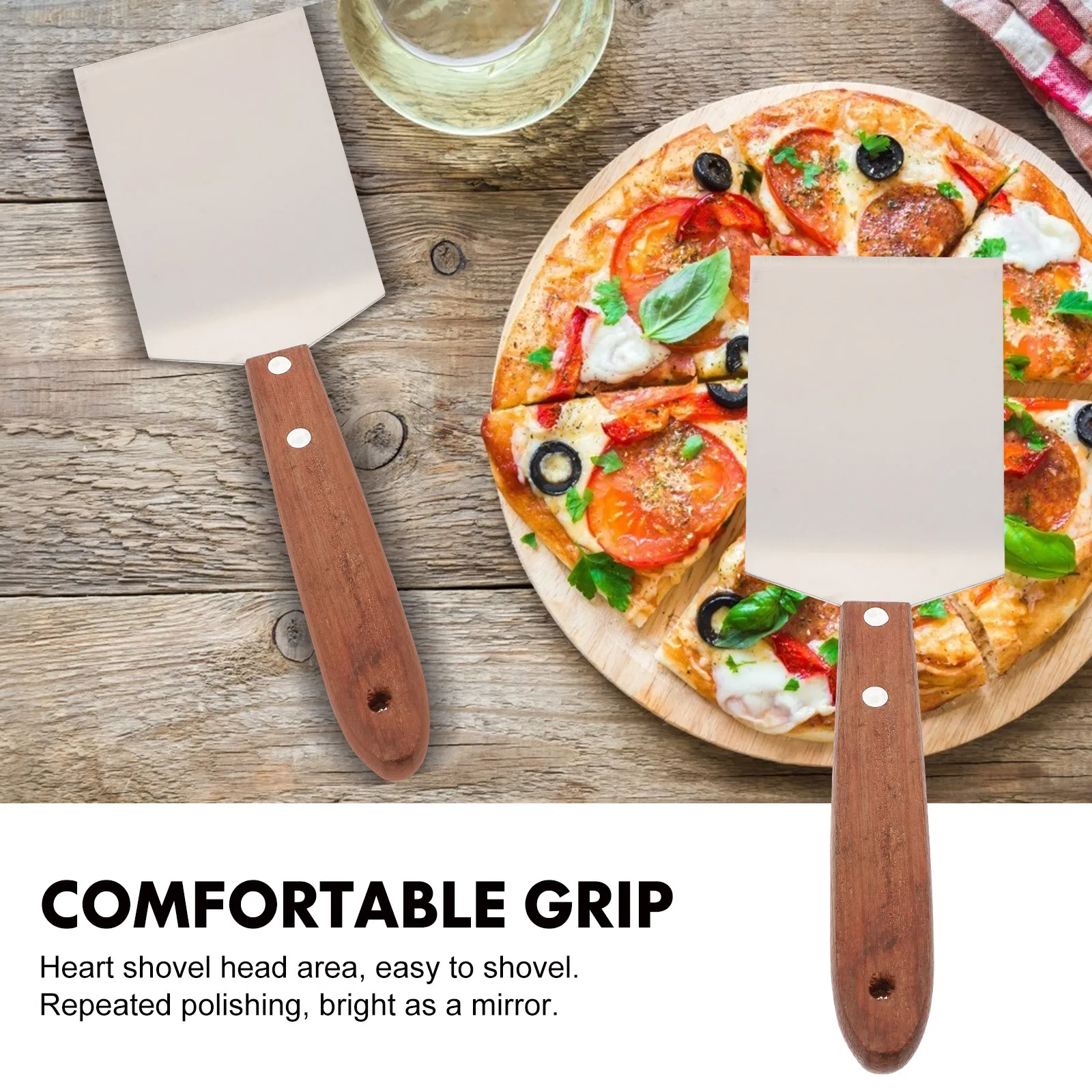 

1Pcs Stainless Steel Beef Steak Spatula Lightweight Portable Non-Deform Kitchen Gadget for Pizza Pancake Griddle Teppanyaki Bbq