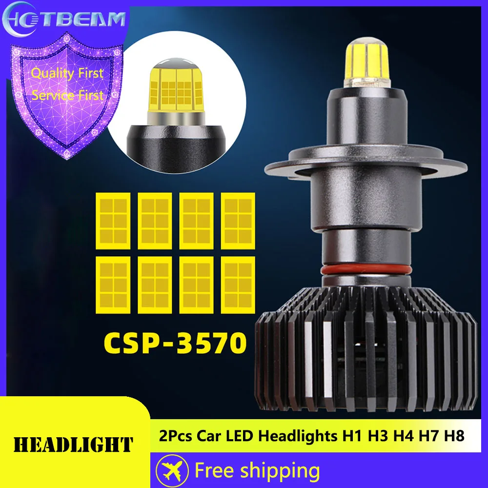 

2Pcs Car LED Headlights High-power Chips Light Bulbs 19800LM 110W H1 H3 H4 H7 H8 H9 H11 9005 9006 HB3 HB4 6000K 4700K Headlights