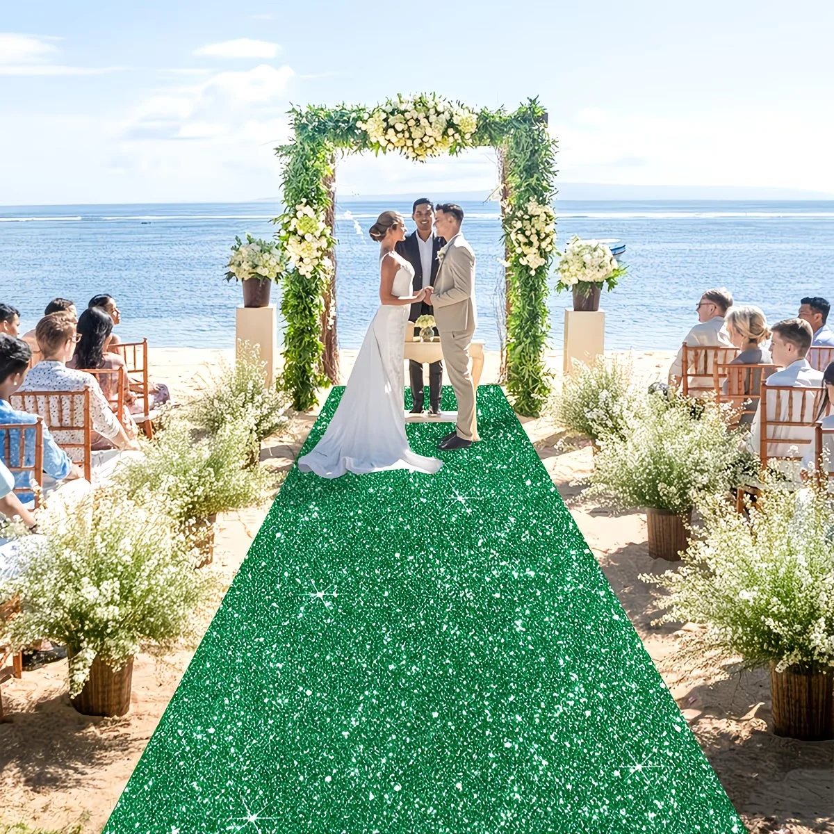 Green sequin carpet, suitable for outdoor or indoor weddings and garden parties, festivals and ceremonies - view 2