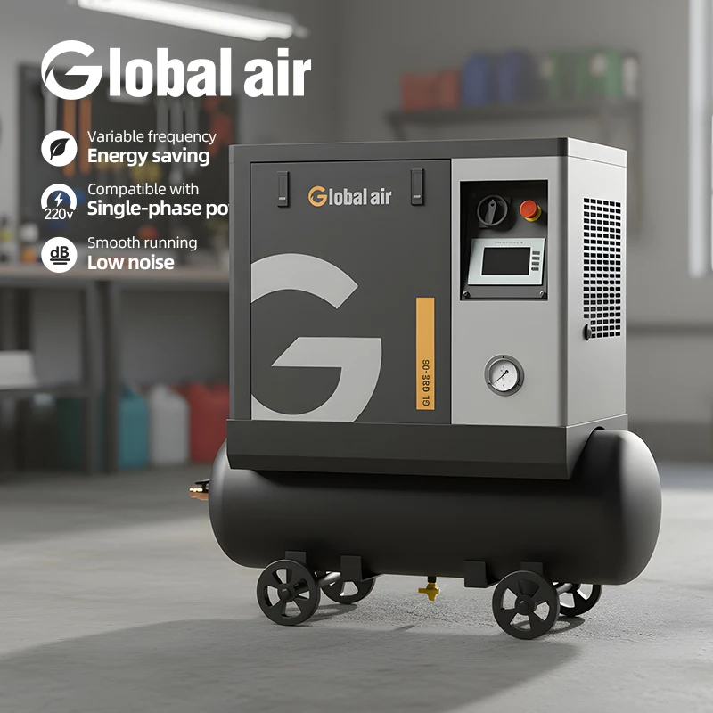 Portable Industrial Screw Air Compression Single Camera 220V Small Silent Car 7.5KW10HP Dryer Gas Cylinder CE