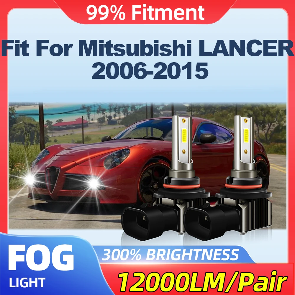 Fit For Mitsubishi LANCER 2006-2010 2011 2012 2013 2014 2015 24000LM Fog Lamps 200W Canbus No Error LED Fog Lights 6000K 12V